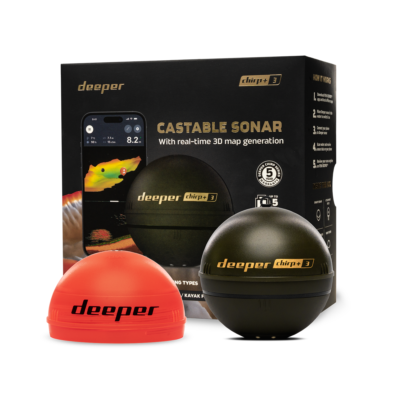 Fish Finder Transducer - Deeper Smart Sonar Chirp+3 Fish Finder,