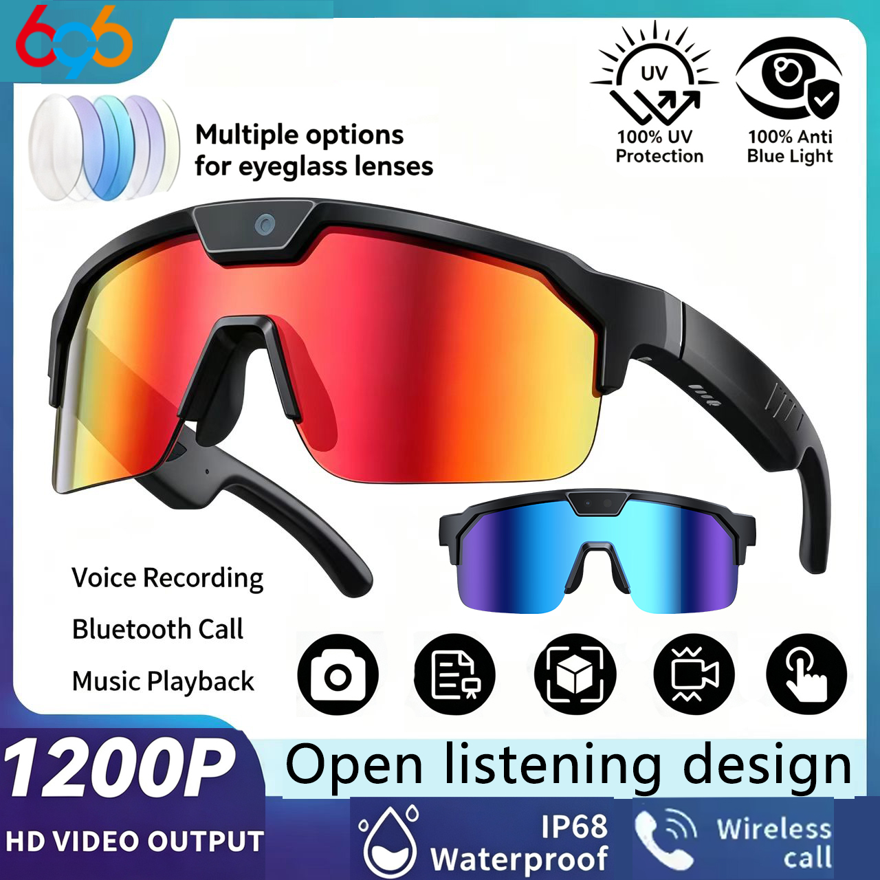 AI Smart Cycling Glasses Men W - Fishing Camera 评论和价格