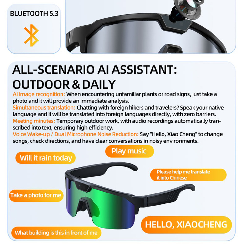 AI Smart Cycling Glasses Men W - Fishing Camera 评论和价格